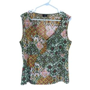 Tribal Printed Sheer and Lightweight Sleeveless Shirt Size XL Just like New